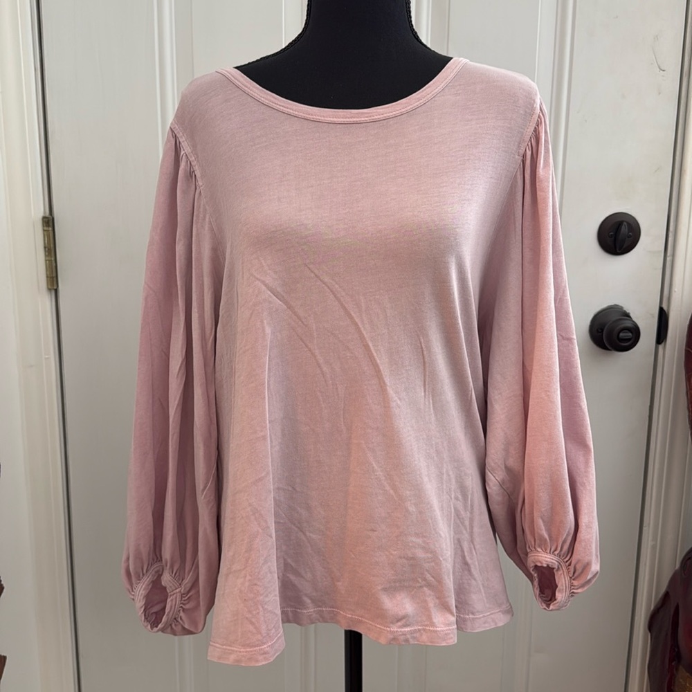 Universal Thread Womens Dusty Pink Lilac Puff Balloon Sleeve Cotton Top Medium